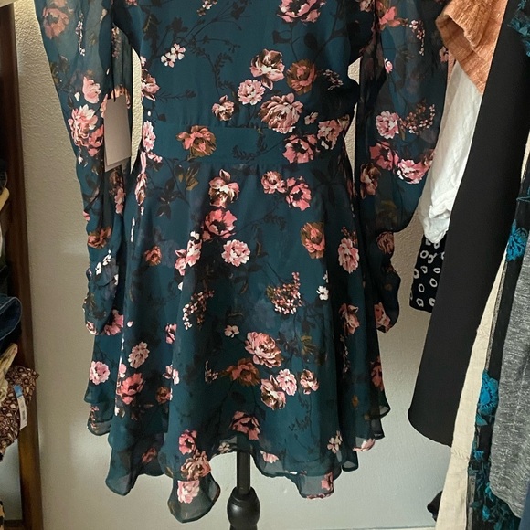 Lini Women’s Green Isabelle Puff Sleeve Floral Dress - Picture 8 of 16